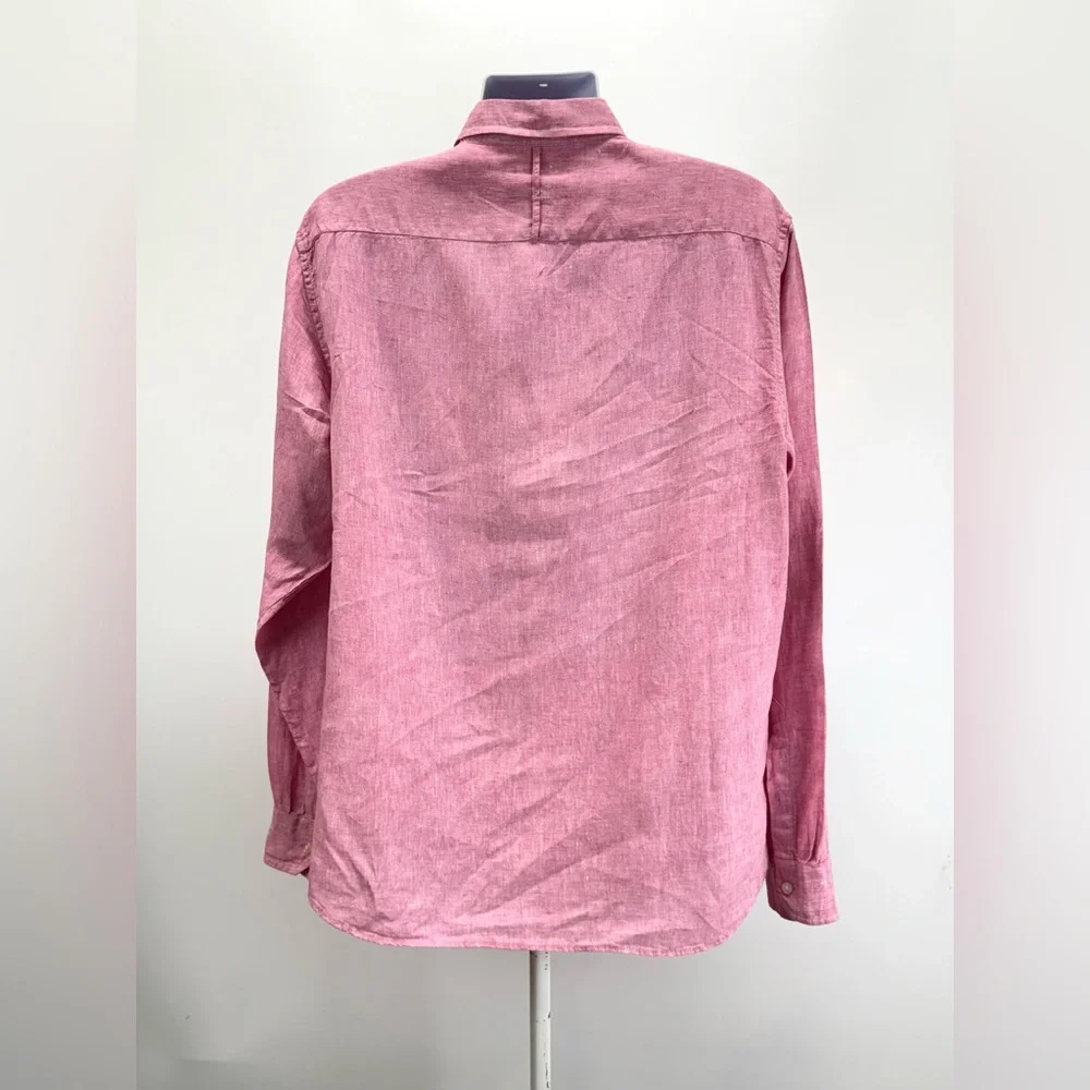 BANANA REPUBLIC Men's pink 100% Linen Slim Fit Button Down Shirt size XL - Picture 7 of 13